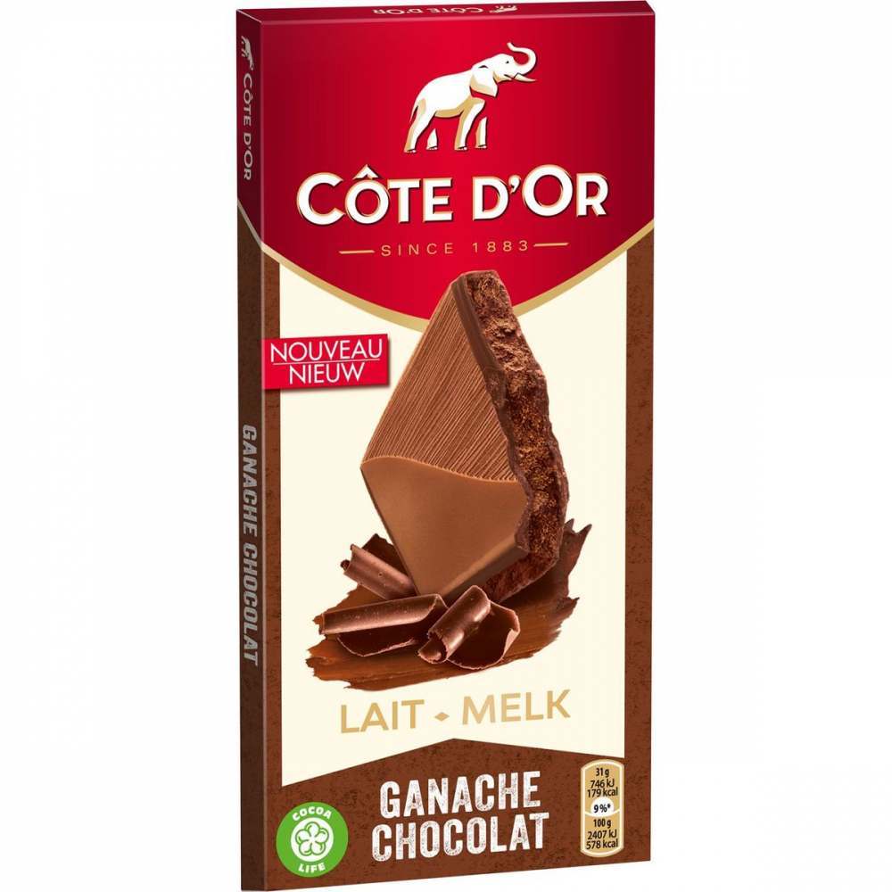 Tablette chocolat au lait ganache chocolat 155g - COTE D'OR
