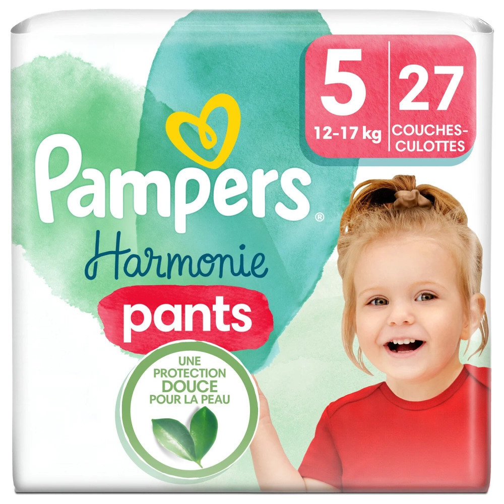 PAMPERS COUCHES BÉBÉ HARMONIE PANTS -TAILLE 5 - 27 COUCHES ( 12-17KG )