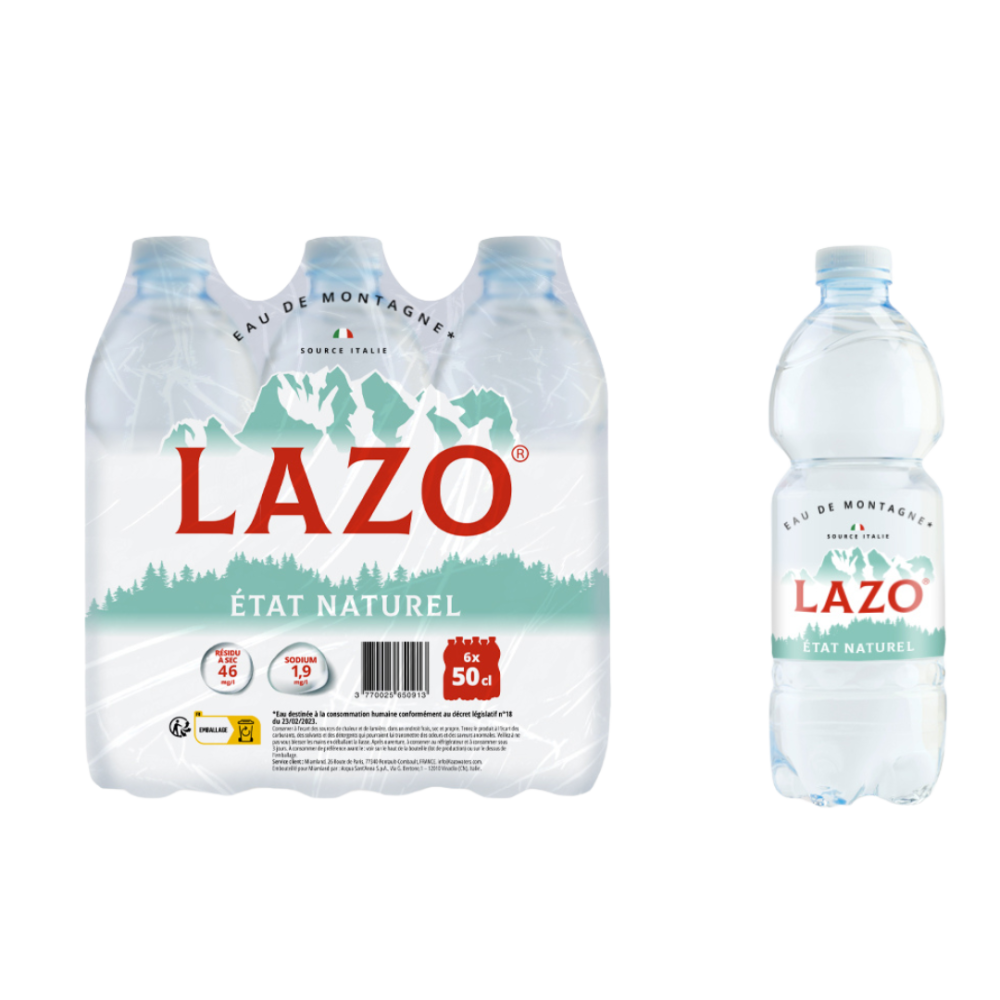 Natural Mountain Water 50 Cl (4 Packs of 6 Bottles) - LAZO