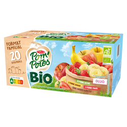 Compota sin azúcares añadidos manzana plátano Bio 20x90g - POM POTES