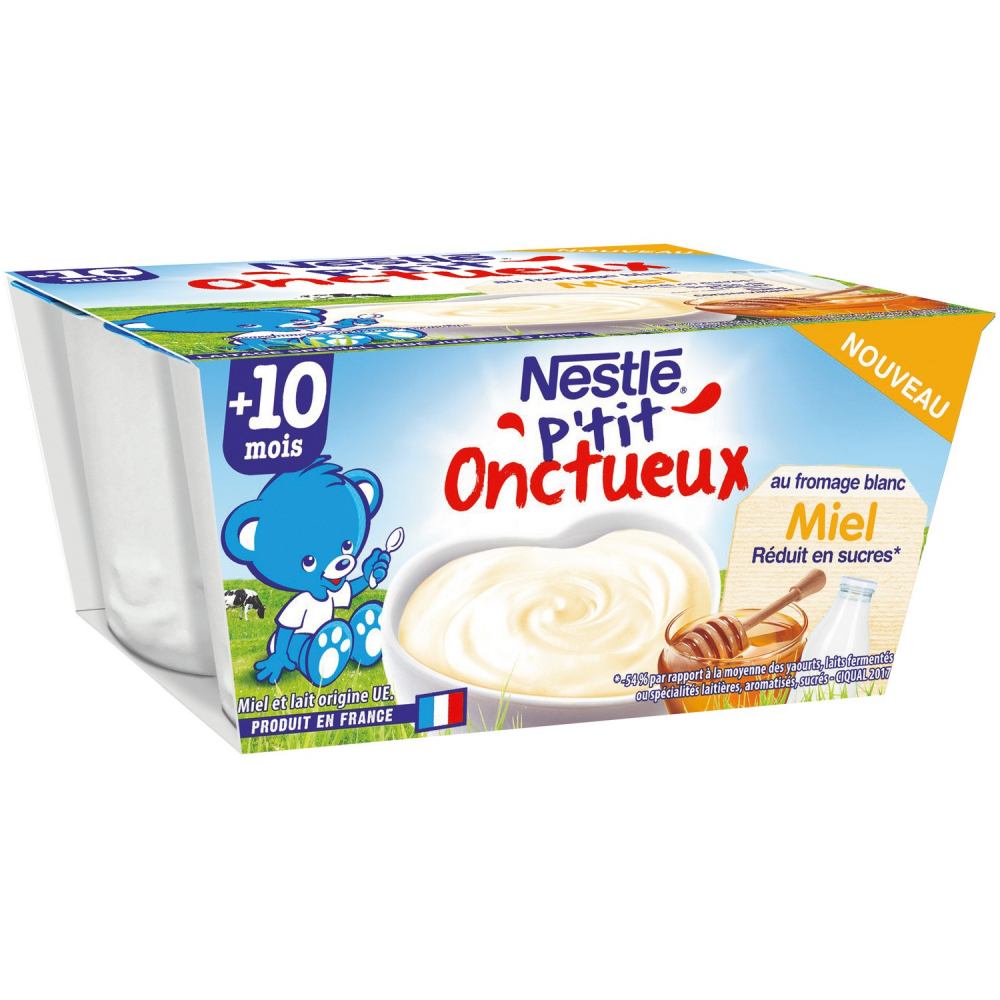 Dessert bébé fromage blanc & miel P'tit onctueux 100g - NESTLE