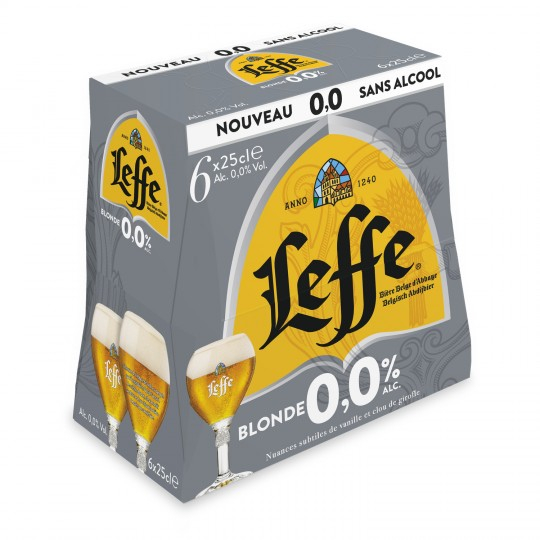 آباي بيرة شقراء خالية من الكحول، 6 × 25 سل - LEFFE