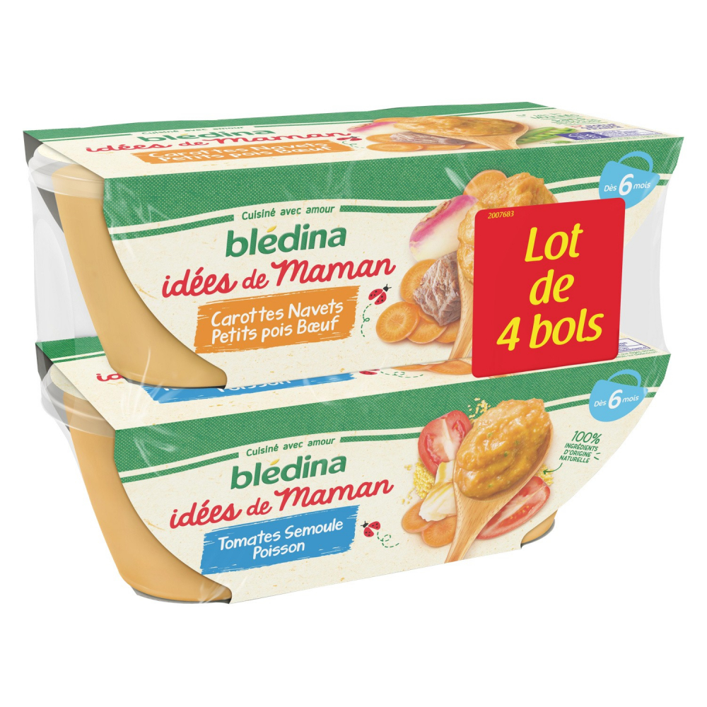 Mayorista Plat pour bébé dès 6 mois tomates semoule poisson & Carottes navets petits pois bœuf