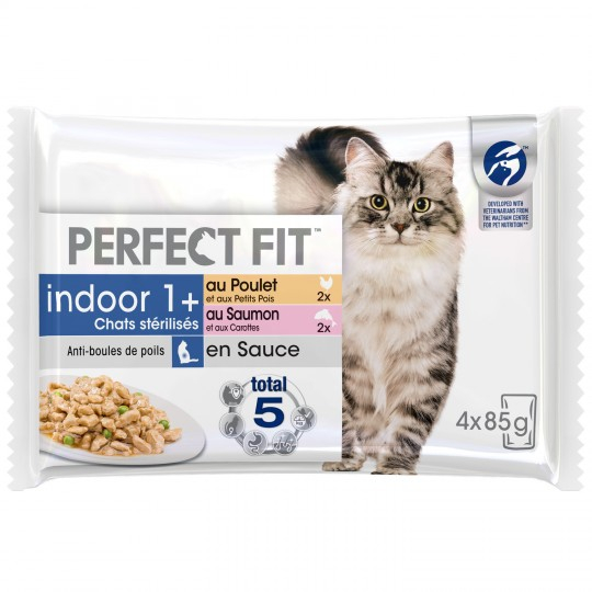 Kip/zalm kattenvoer 4x85g - PERFECT FIT