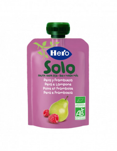 Solo Organic Pear and Raspberry Fruit Compote Bottle 100g - HERO