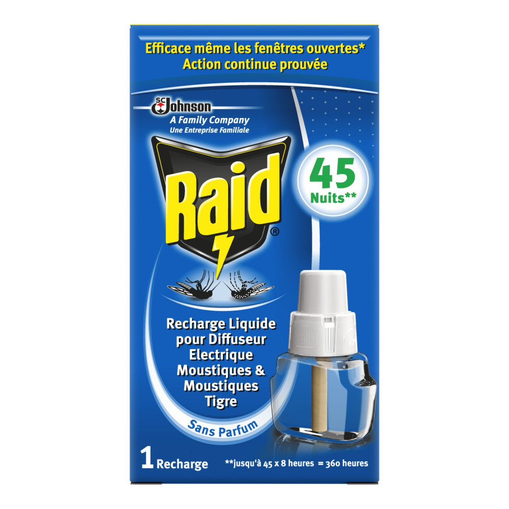 Recharge liquide pour diffuseur moustiques et moustiques tigre 45 nuits - RAID