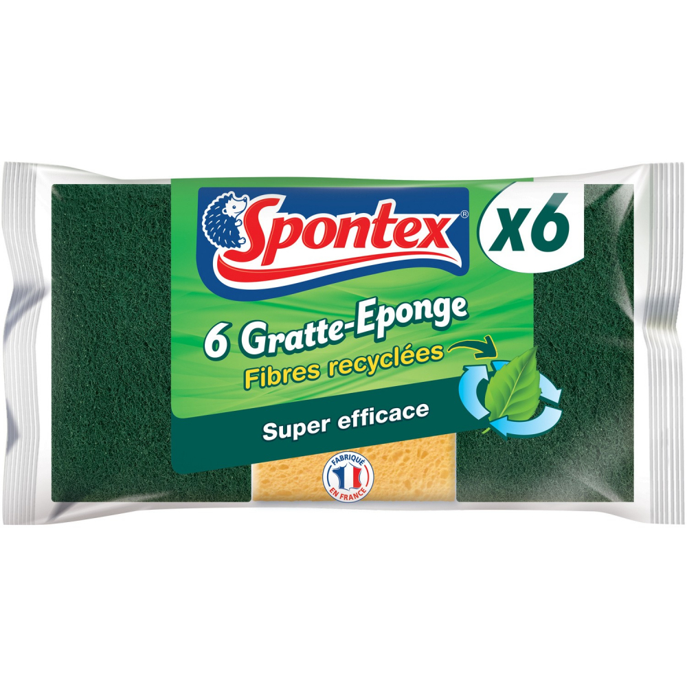 Recycled fiber sponge scraper x6 - SPONTEX