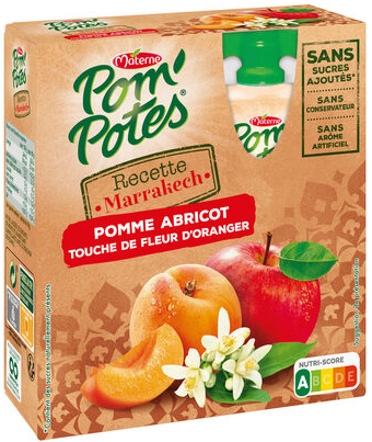 POM'POTES Compote Gourdes Marrakech Pomme Abricot Touche de Fleur d'oranger 4x90g - MATERNE