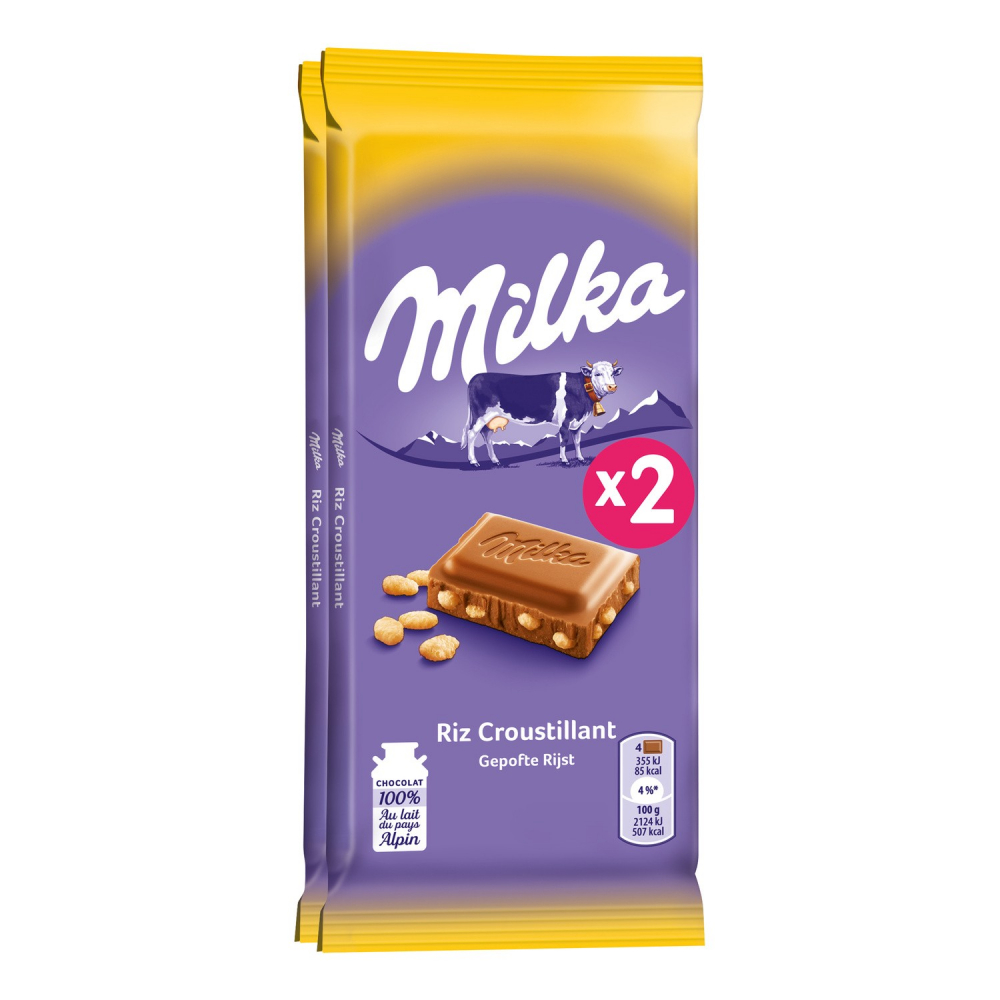 Rice crispy chocolate bar 2x100g - MILKA