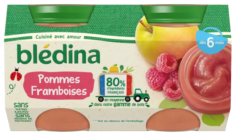 Purea di frutta Mela Lampone 4x130g - BLEDINA