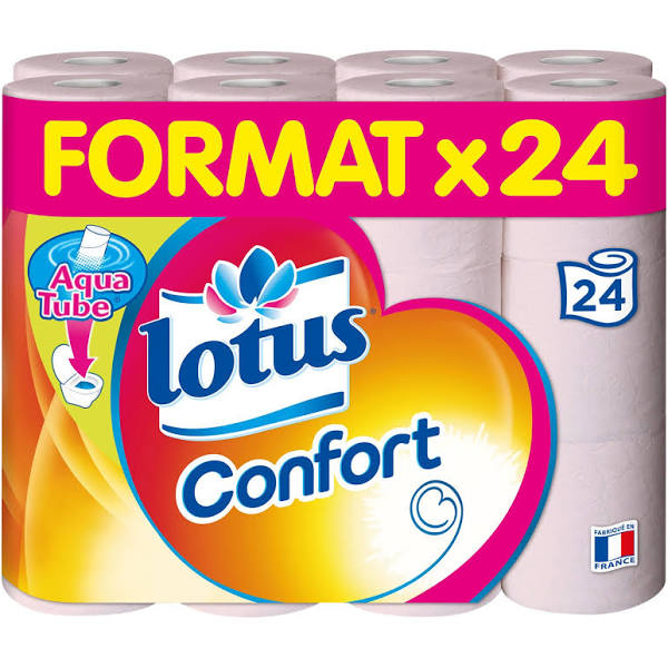 Papier toilette confort aqua tube X24 - LOTUS