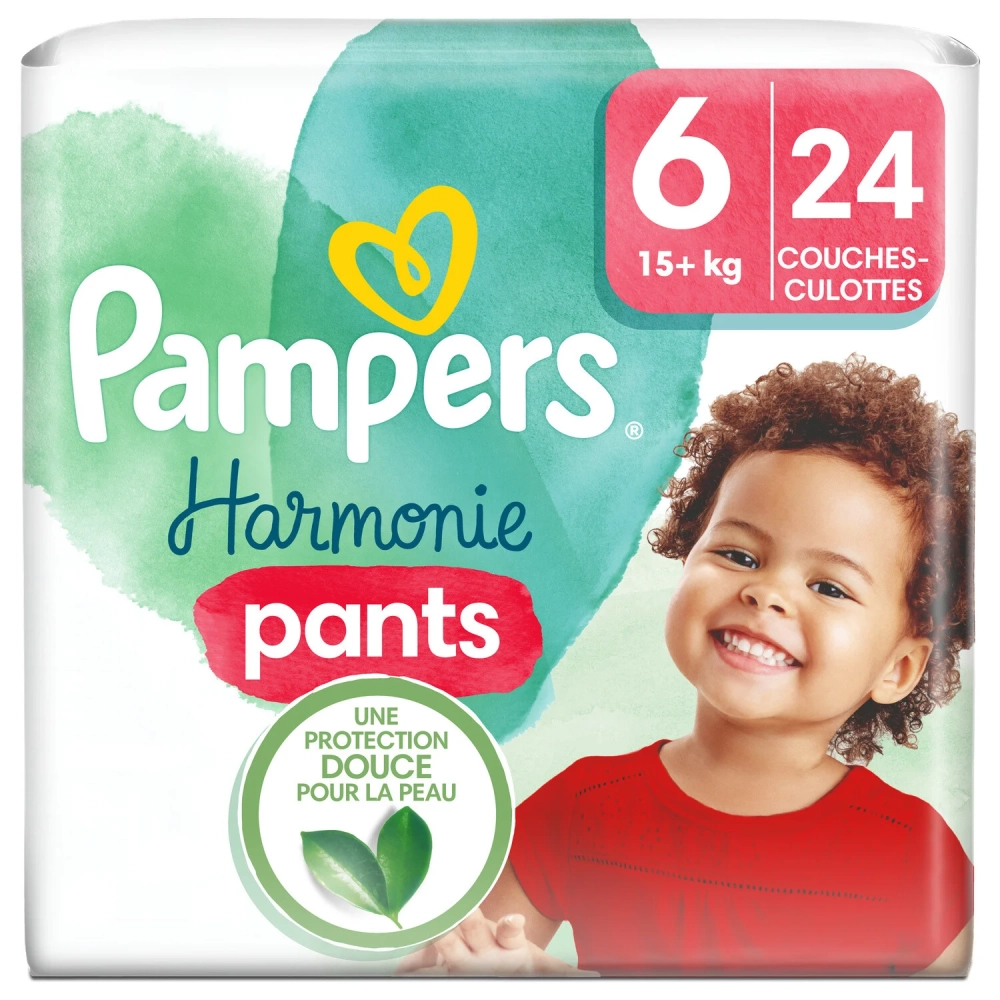 PAMPERS COUCHES BÉBÉ HARMONIE PANTS -TAILLE 6 - 24 COUCHES ( 15+ KG )
