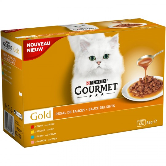 Pâté for adult cats treat with Gourmet sauces 12X85g - PURINA