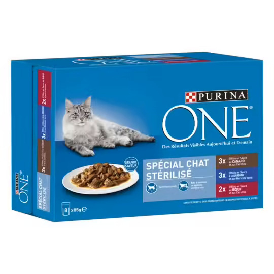 Sachet pour chat stérilisés effilés en sauce divers assortiments 8x85g - PURINA