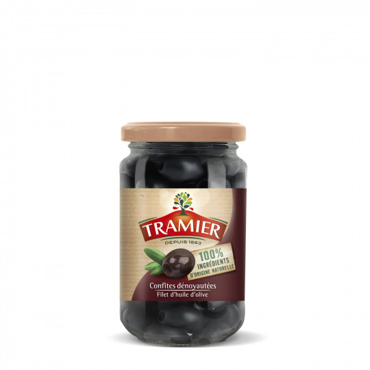 Olives Noires Confites Dénoyautées, 150g - TRAMIER