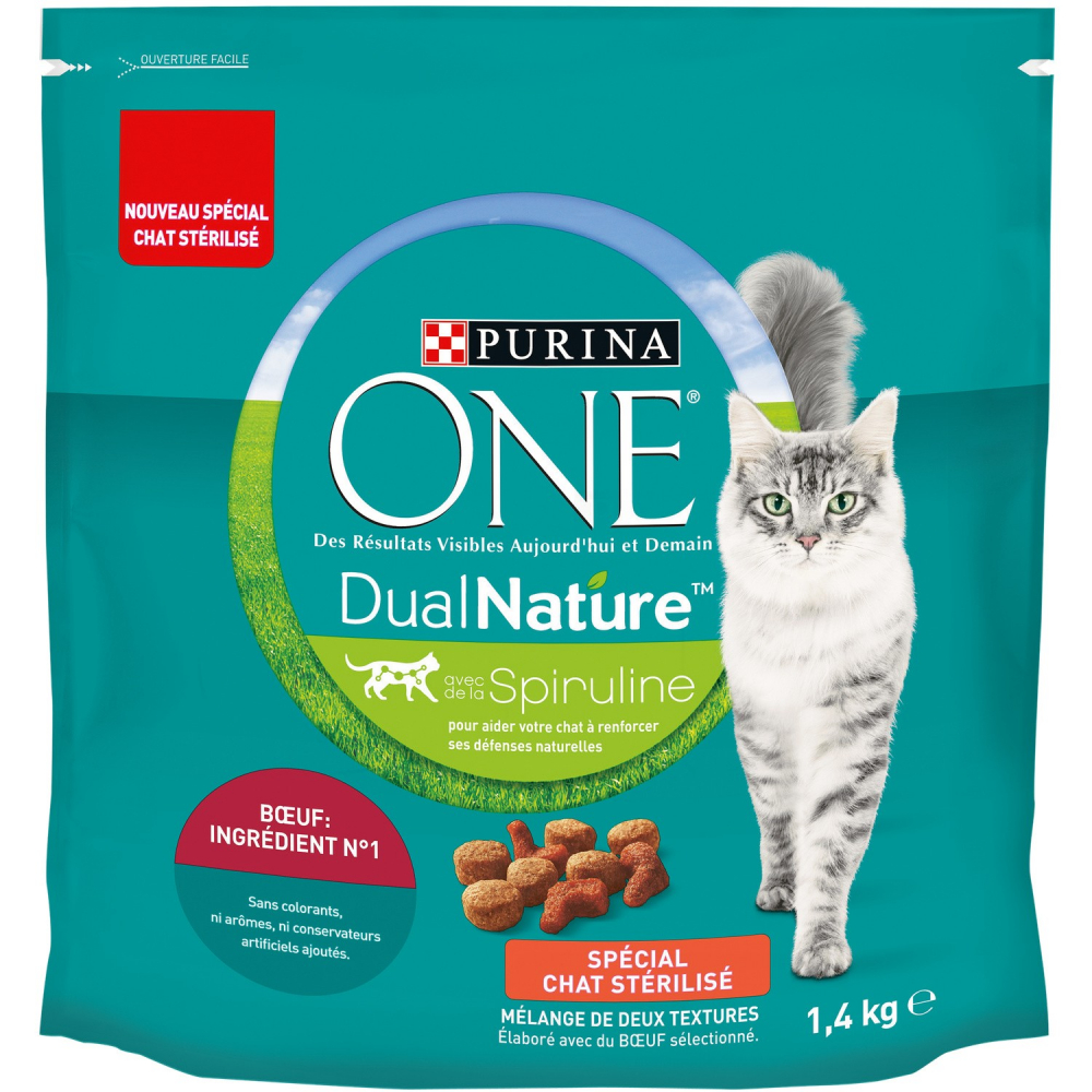 Croquetas para gatos adultos esterilizados con Espirulina y Carne de Vacuno 1,4kg - PURINA