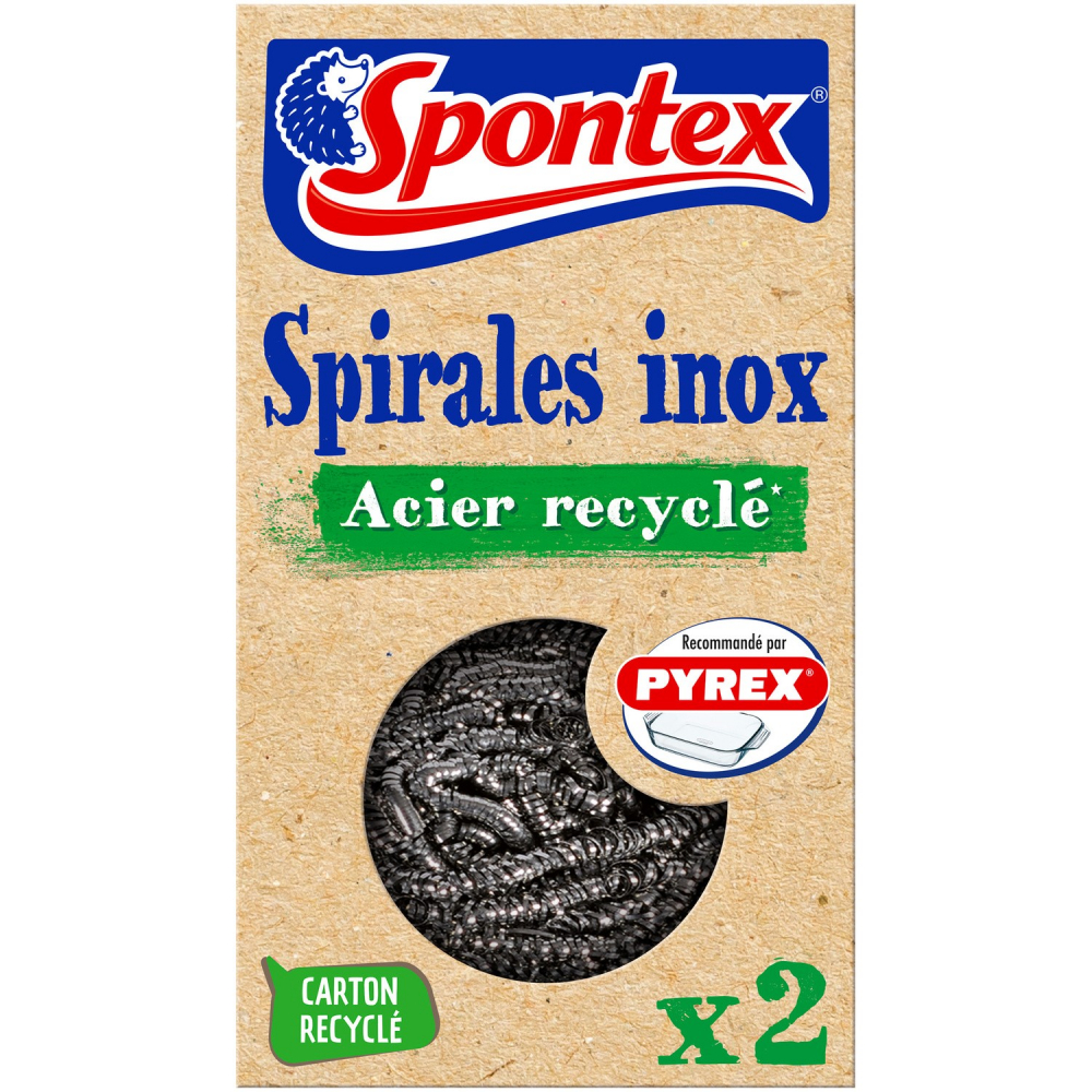 Gerecycleerde roestvrijstalen spiralen x2 - SPONTEX
