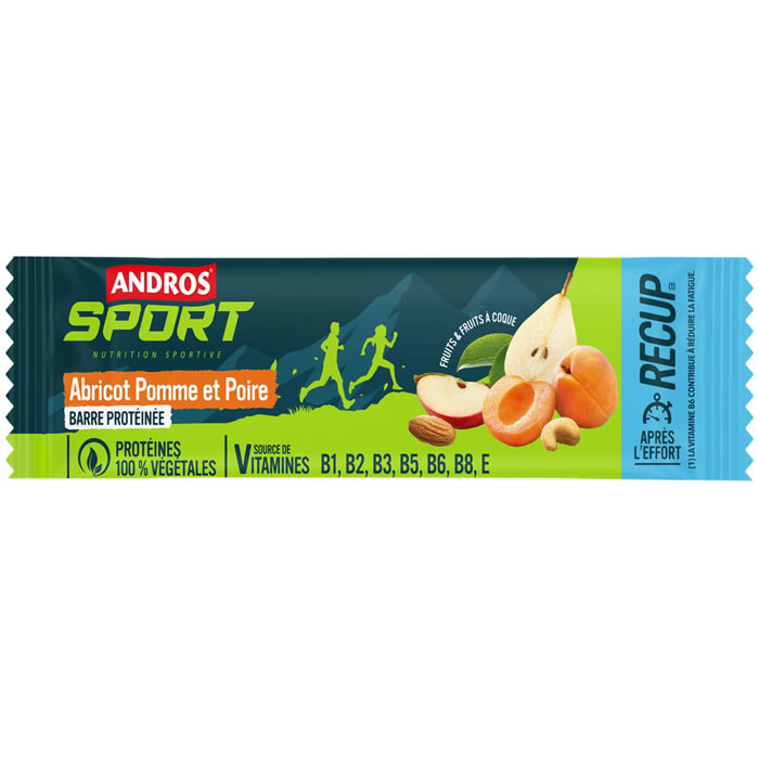 Aprikosen-, Apfel- und Birnen-Proteinriegel, 50 g - ANDROS