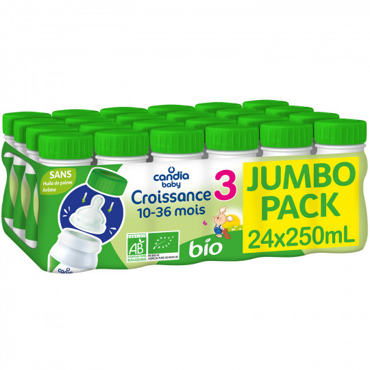 Lait liquide croissance BIO jumbo pack 24x250ml - CANDIA