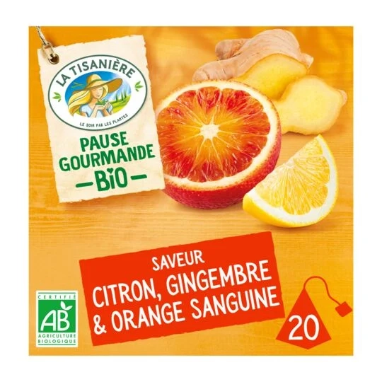 Zitronen-Ingwer-Blutorangen-Aufguss x20 - LA TISANIERE