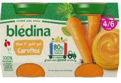 Tarritos pequeños baby a partir de 4/6 meses zanahorias 2x130g - BLEDINA