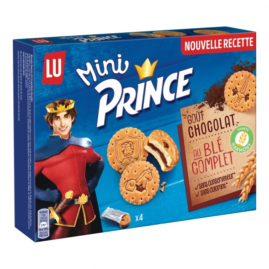 Mini Prince goût chocolat au blé complet x4 168g - LU