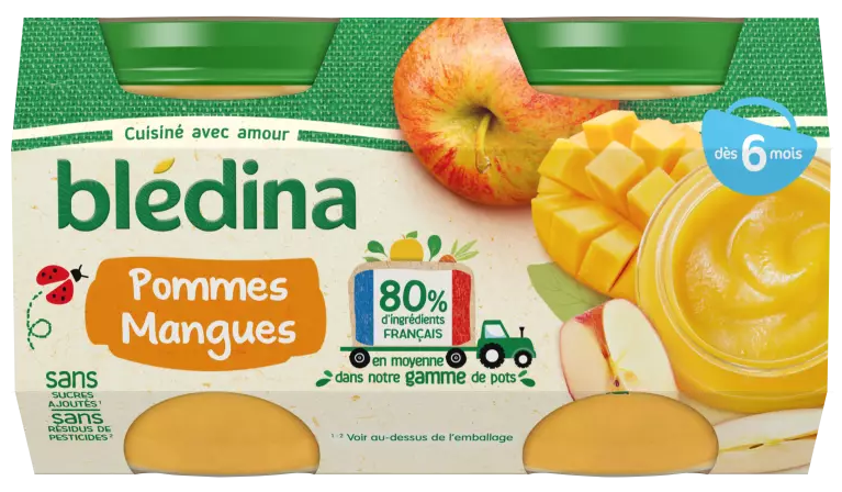 Pots Pommes Mangue 4x130g - BLEDINA