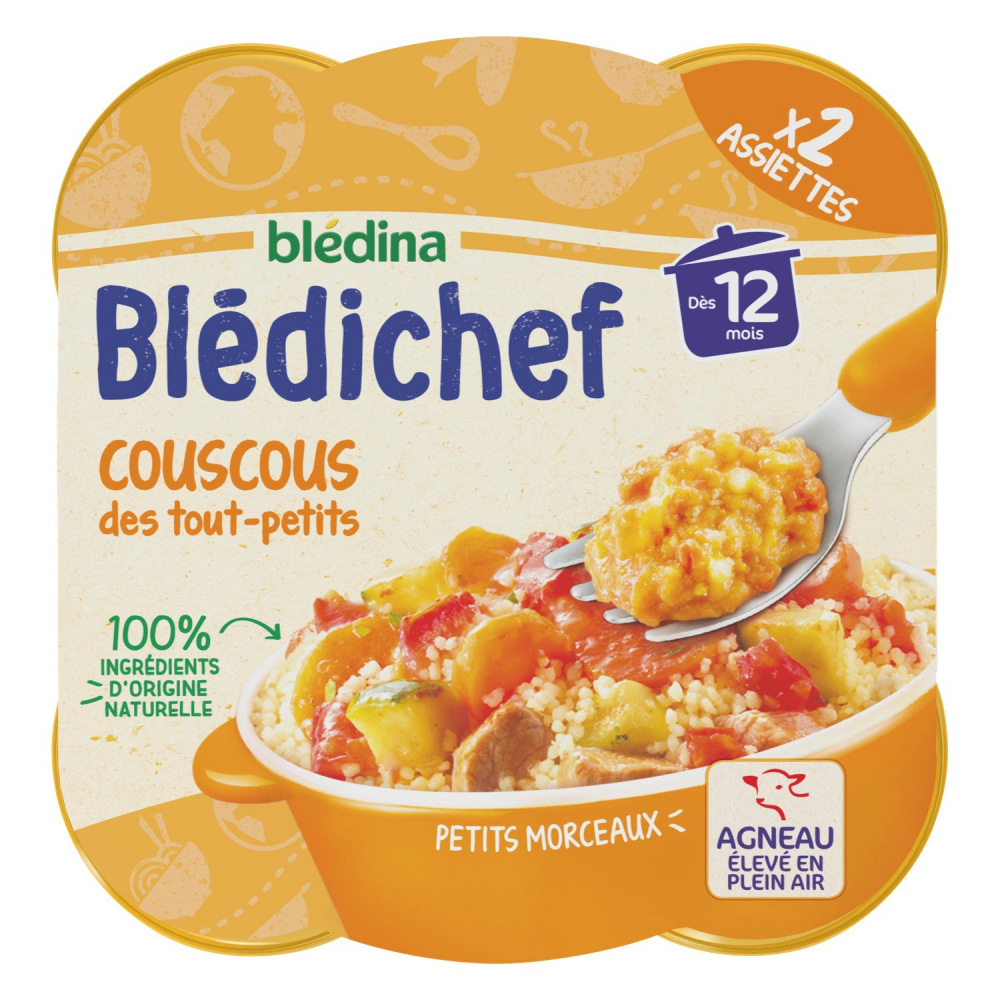 适合幼儿的 12 个月粗麦粉婴儿菜肴 Blédichef - BLÉDINA