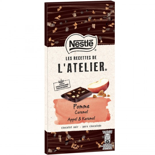 Tablette de chocolat noir pomme caramel l'atelier 115g - NESTLÉ