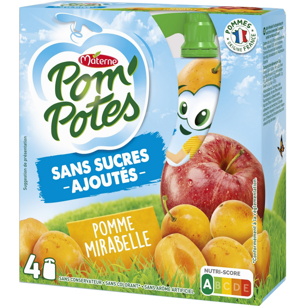 Grossiste Compote pomme mirabelle sans sucres ajoutés 4x90g POM' POTES