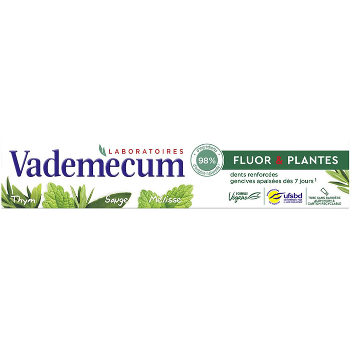 Бифторированная зубная паста с фтором и растениями, 75 мл - VADEMECUM