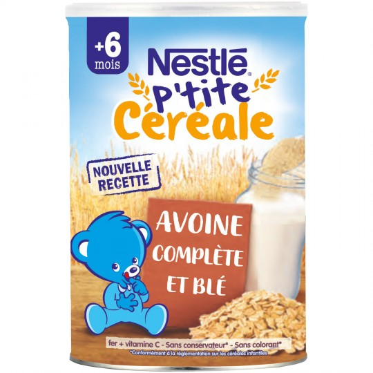 Céréale bébé dès 6 mois Avoine complète et Blé P'TITE CÉRÉALE la boite de 400g - NESTLÉ