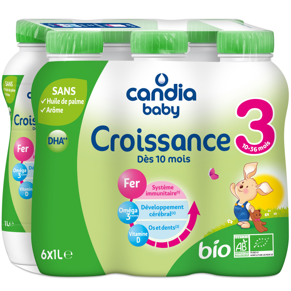 Lait liquide croissance BIO 6x1L - CANDIA