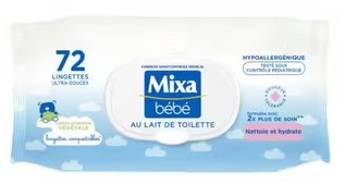 Ultra-soft baby wipes with cleansing milk X72 -  MIXA