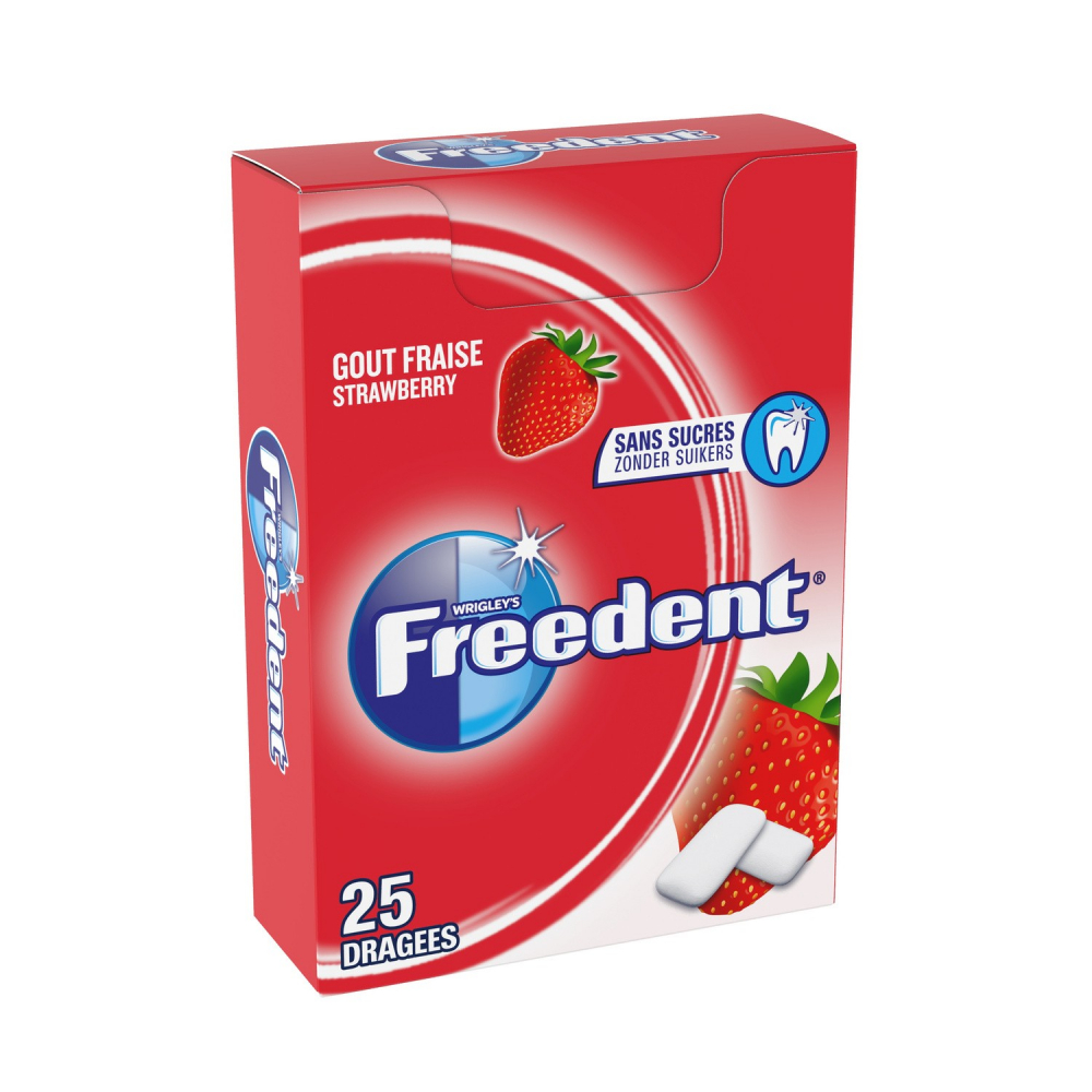 Chewing-gum sans sucres goût fraise x25 - FREEDENT