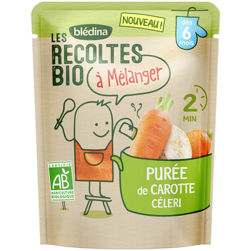 Repas bébé dès 6 mois purée de carotte céleri Bio 120g - BLÉDINA