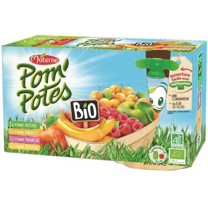 Compotes multi-fruits Bio 12x90g - POM' POTES