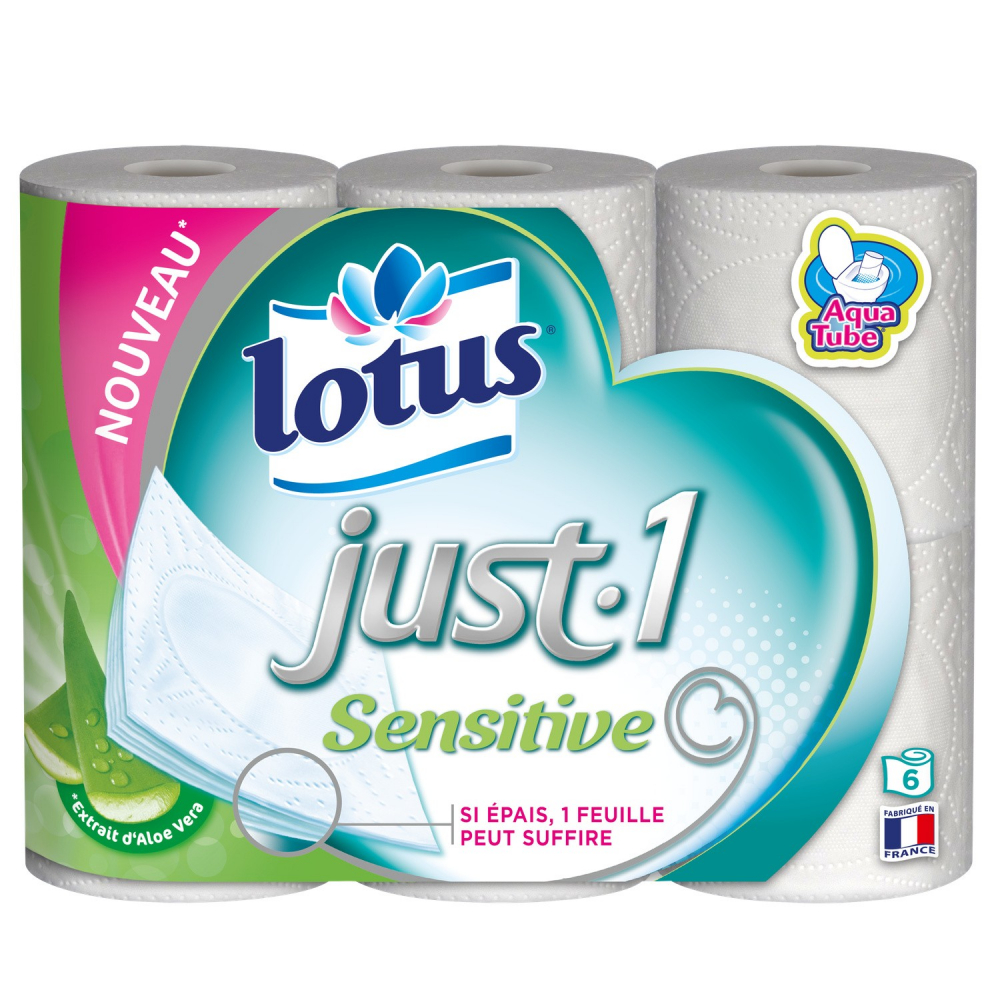 Papier toilette just 1 sensitive x6 - LOTUS