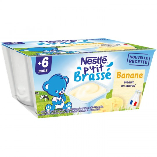 Babydesserts vanaf 6 maanden; banaan P'tit brewé 4x100 g - NESTLE