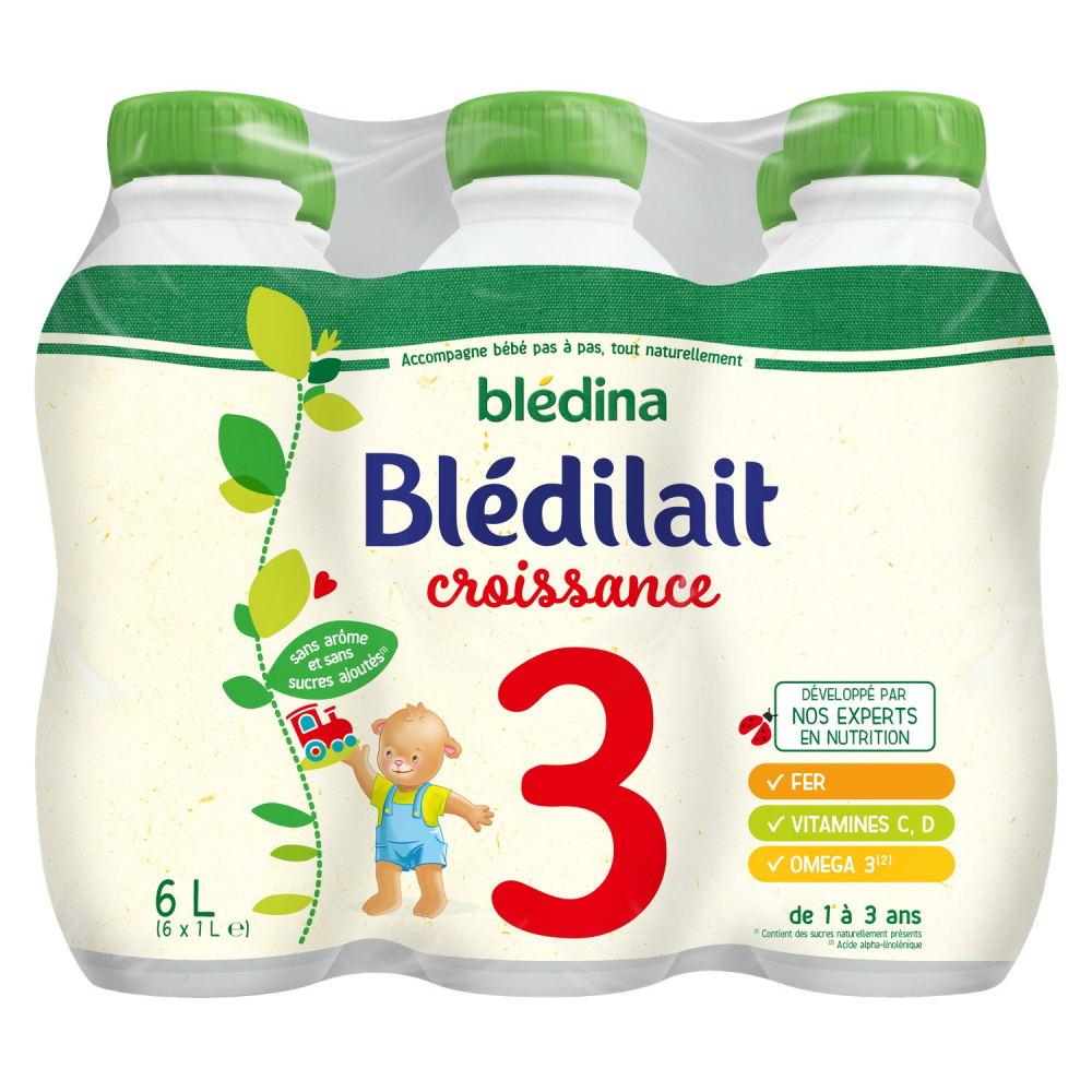 Crescimento de bledilait de leite líquido 6x1L - BLÉDINA