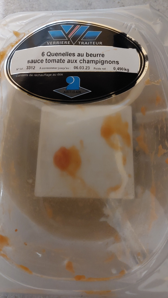 Quenelles au Beurre Sauce Tomates aux Champignons x6 490g - VERRIERE TRAITEUR