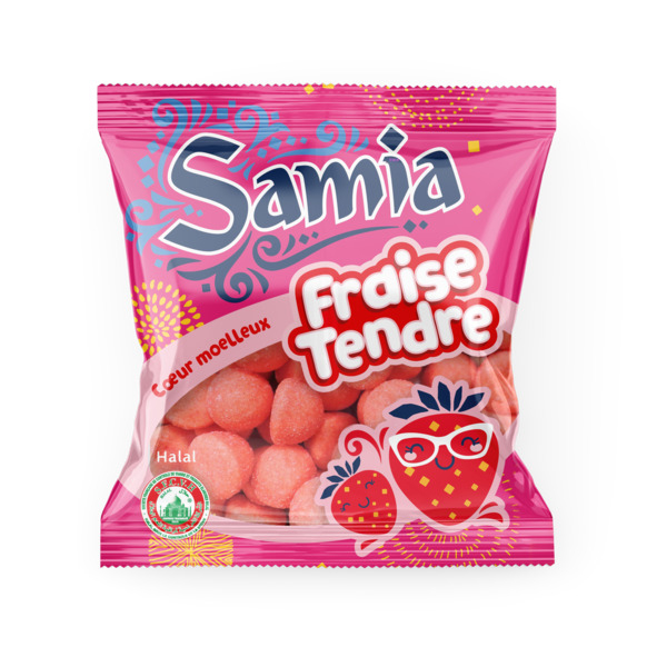 Bonbons Fraise Tendre Halal 90g - SAMIA