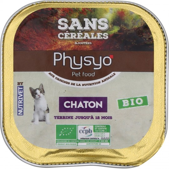 Pâtée pour chatons sans céréales Bio 100g - PHYSYO