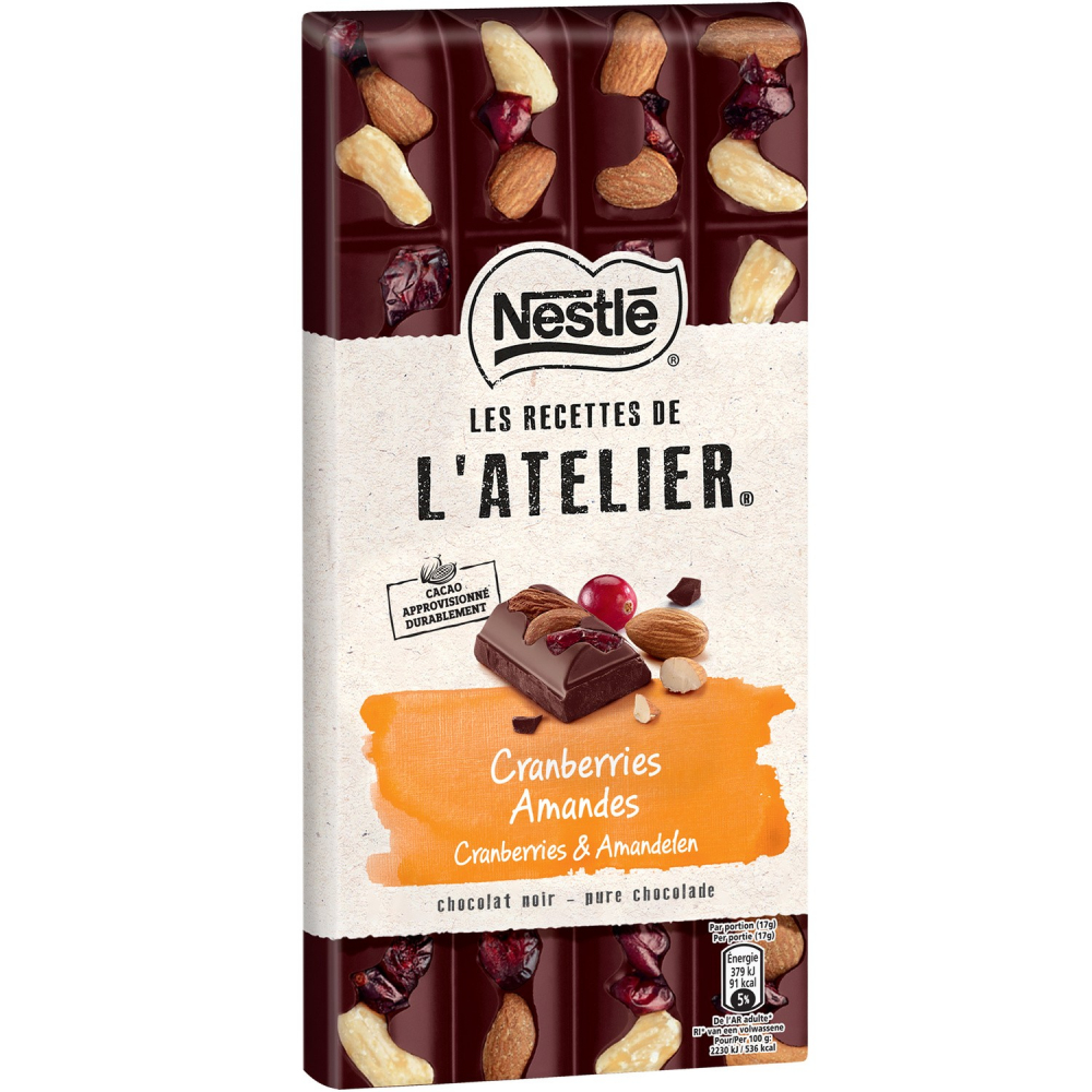 لوح شوكولاتة داكنة بالتوت البري واللوز 195 جرام - NESTLÉ